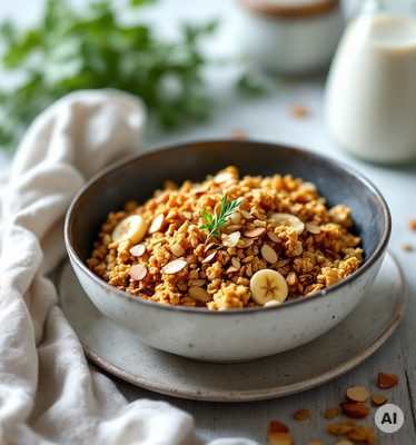 Granola mit getrockneten Bananenscheiben Rezept