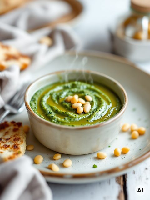 Kartoffelsuppe mit Feldsalatpesto