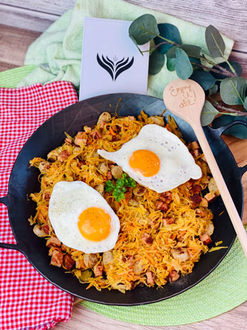 Schnelle-Sauerkrautpfanne-mit-Leberkäse-und-Bratwurst-rezept-3