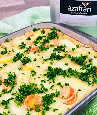 Spargelauflauf mit Kartoffeln und Möhren Tüte