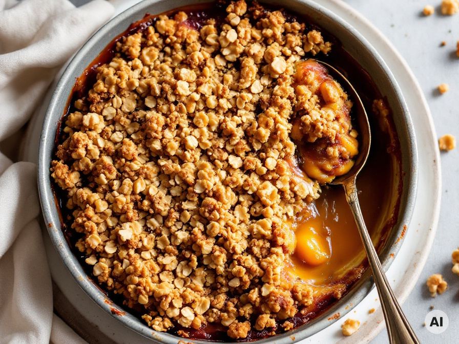 Birnen-Heidelbeer-Crumble mit Haferflocken Rezept