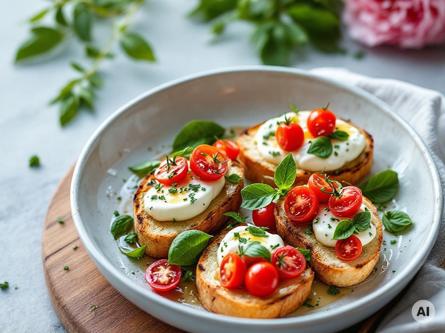 Bruschetta Salat mit Burrata Rezept
