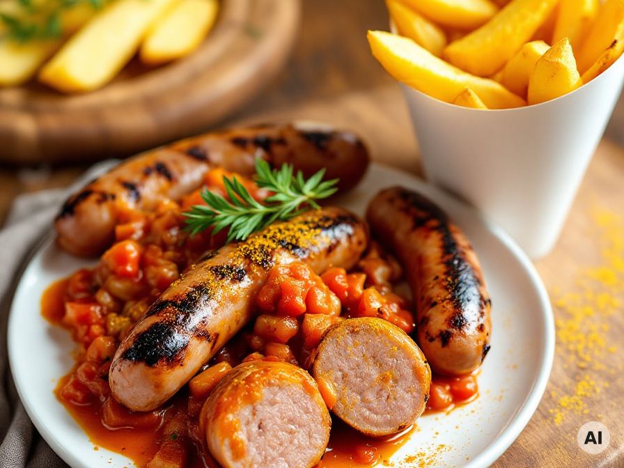 Currywurst mit selbstgemachten Pommes Rezept