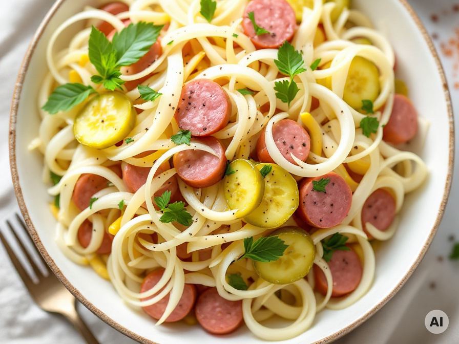 Deftiger Wurstsalat mit Käse Rezept
