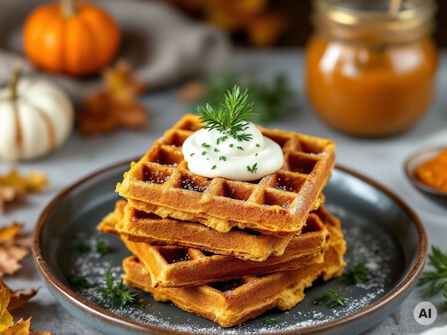 Einfache süße Kürbis-Waffeln Rezept