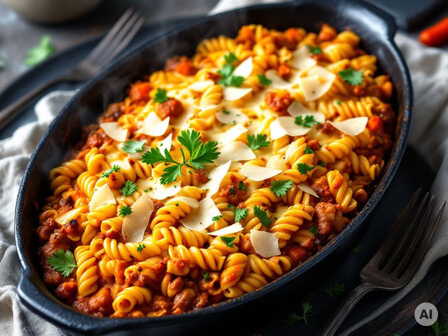 Einfaches Bolognese-Nudelauflauf Rezept