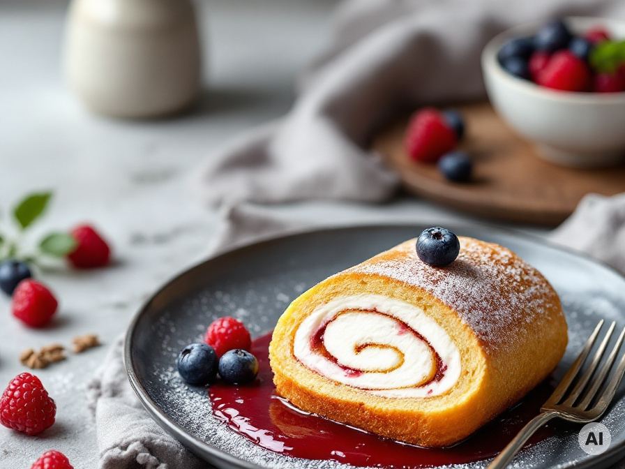 Erdbeeren Biskuitrolle – Rezept