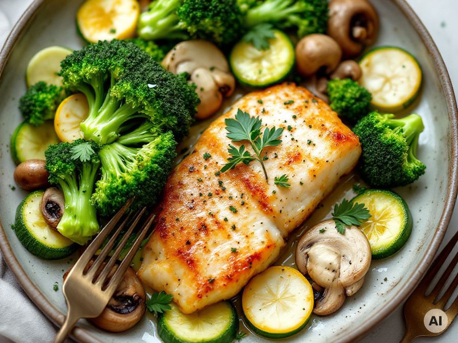 Fischfilet an Brokkoli-Zucchini Gemüse Rezept