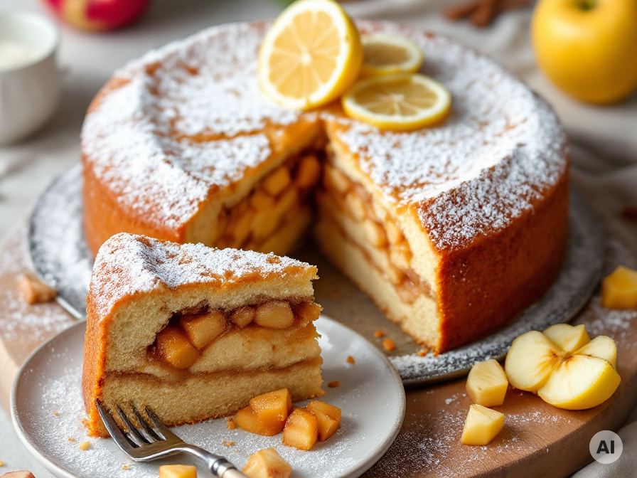 Gedeckter Apfelkuchen aus Rührteig Rezept