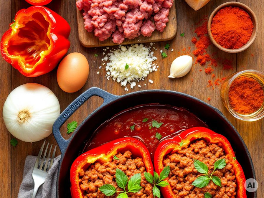 Gefüllte Paprika mit Hackfleisch – Rezept