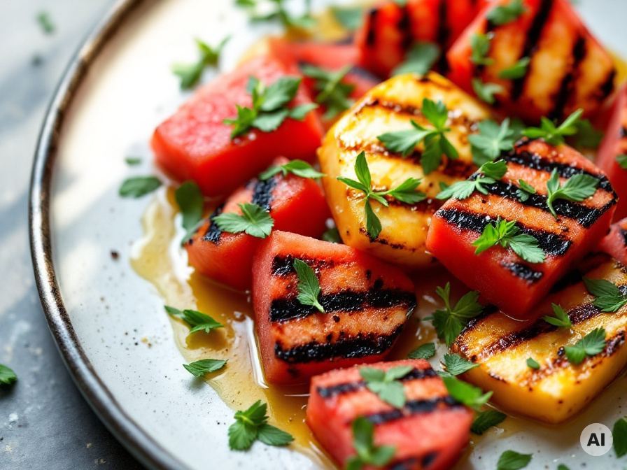 Gegrillte Wassermelone mit Estragon & Halloumi Rezept