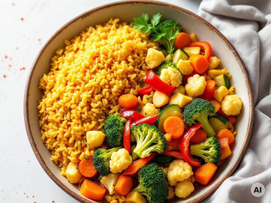Gemüse Curry mit Kurmuma Reis – Rezept