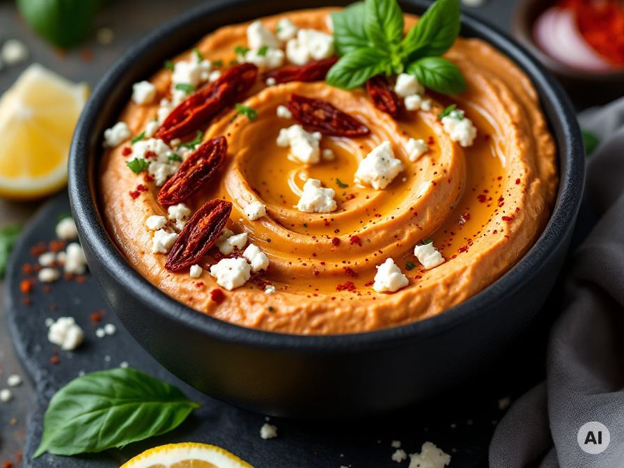 Getrocknete Tomaten Dip mit Feta Rezept