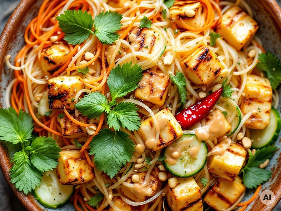 Glasnudelsalat mit Erdnuss-Saucen Rezept
