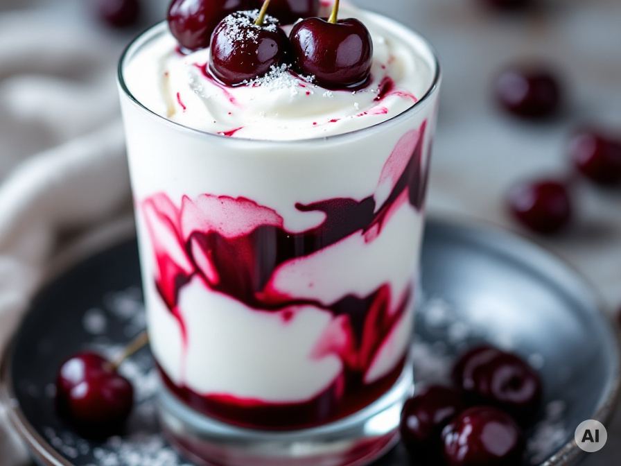 Kirscheis Amarena mit Joghurt und Sahne – Rezept
