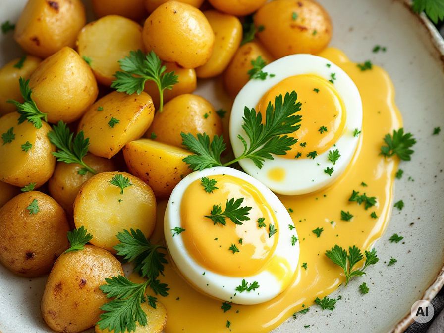 Klassische Senfeier mit Milch und Kartoffeln Rezept