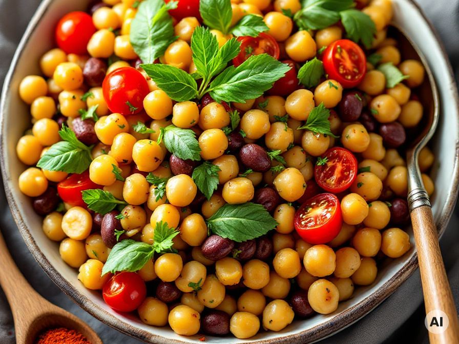lauwarmer Bohnen-Kichererbsensalat – Rezept