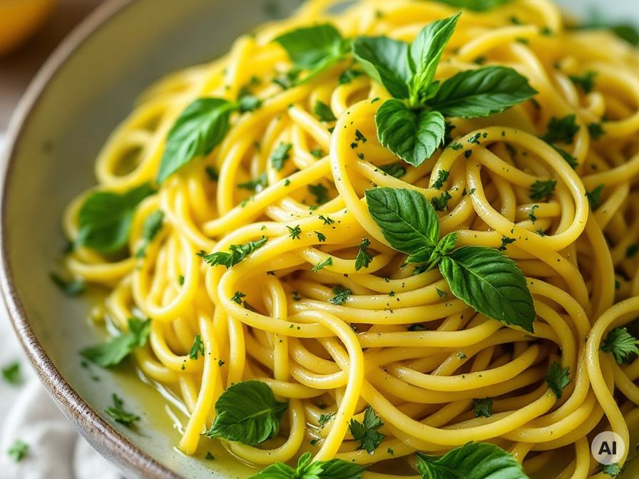 Linguine in Zitronen Kräuter Öl Rezept