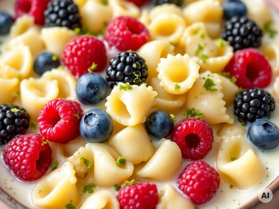 Milchnudeln mit frischen Beeren und Pistazien Rezept