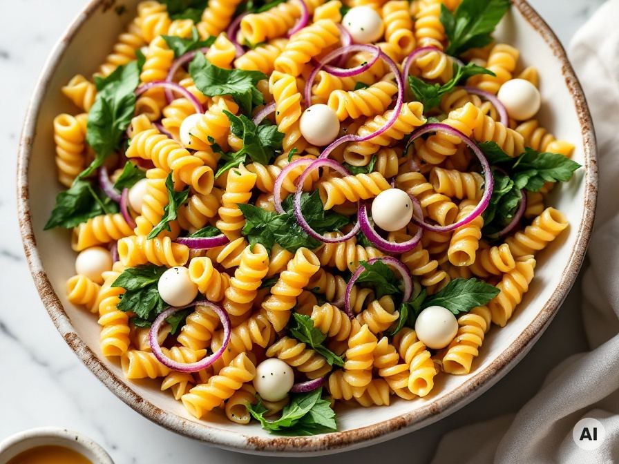 Nudelsalat mit Honig-Senf-Dressing Rezept