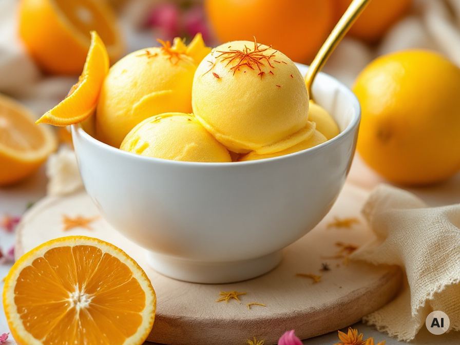 Orangen-Safran-Sorbet Rezept