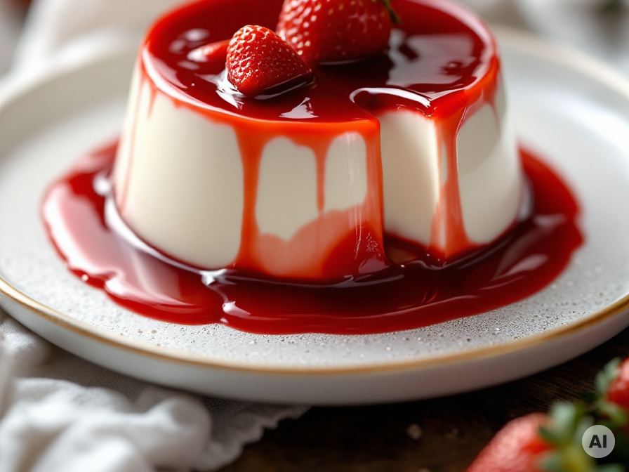 Panna Cotta Basisrezept mit Erdbeerspiegel