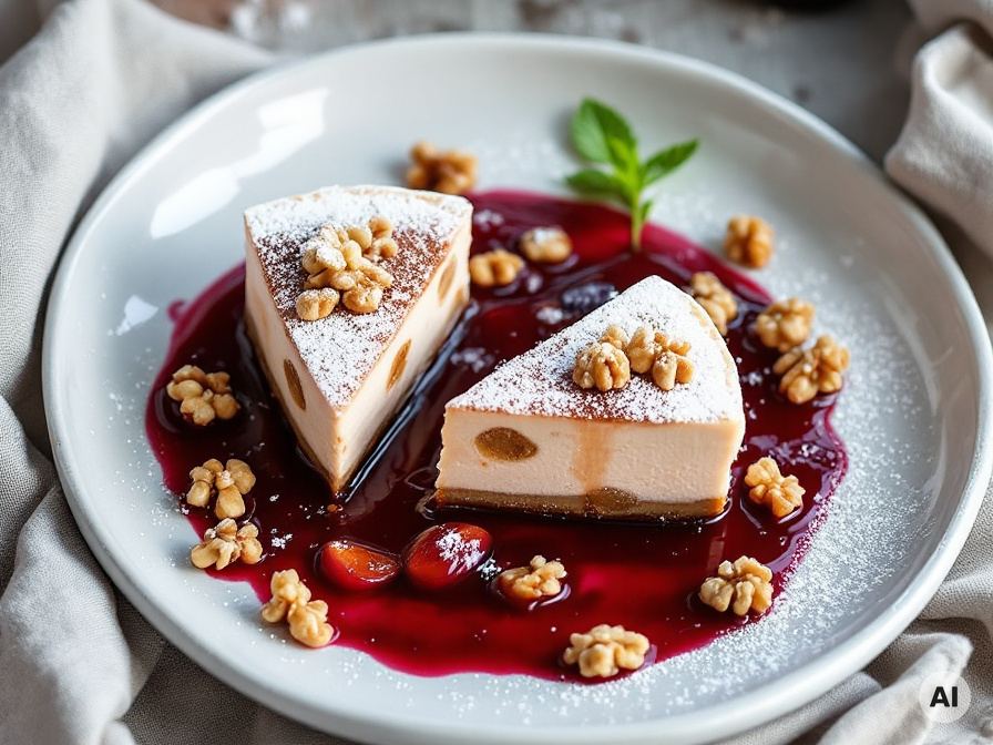 Parfait mit karamellisierten Nüssen an Zwetschgenröster Rezept