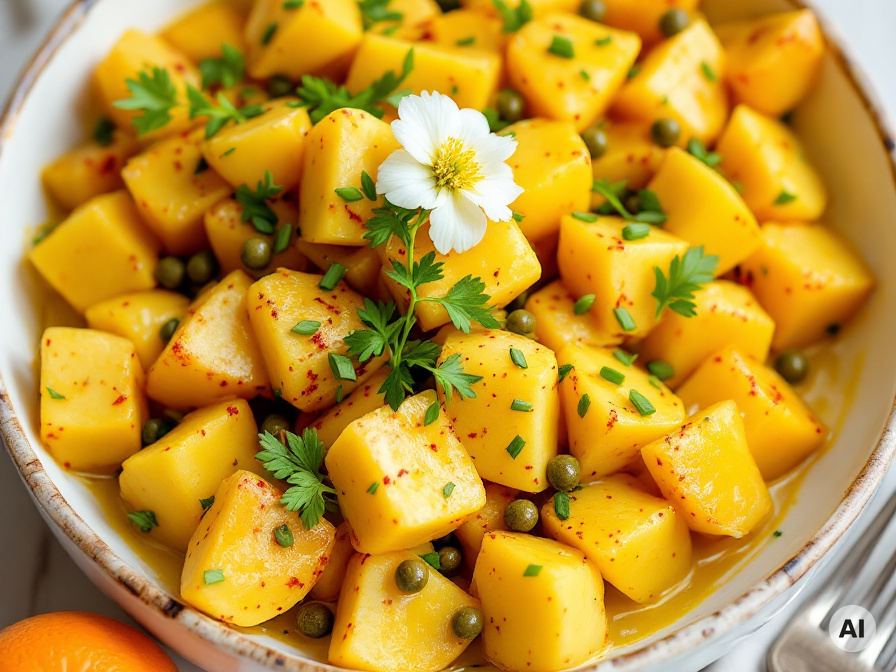 Pikanter Safran-Kartoffelsalat