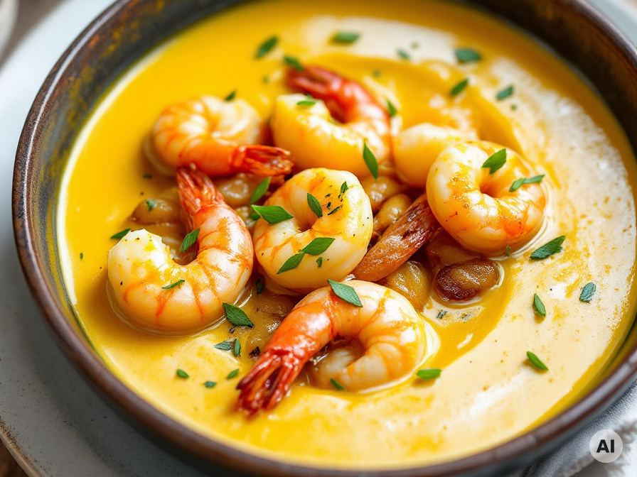 Safran-Zwiebel-Sauce mit Scampi Rezept