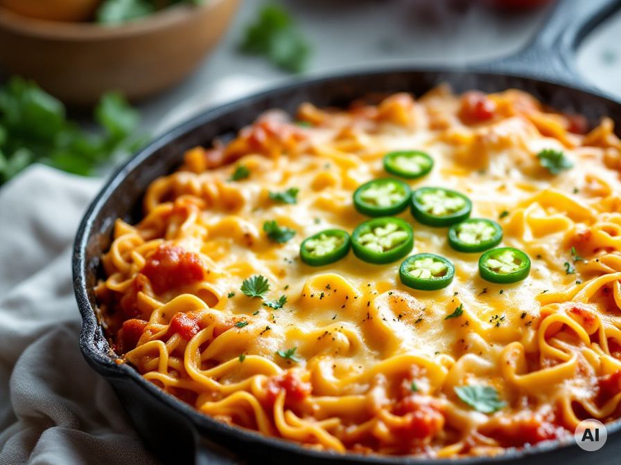 Schneller tomatiger Mie-Nudelauflauf Rezept