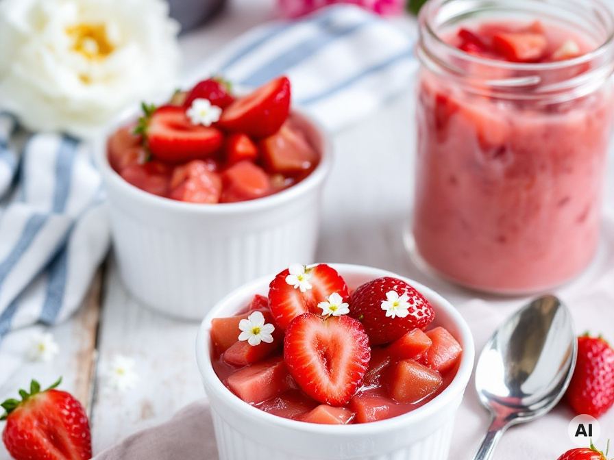 Sommerliches Rhabarber-Erdbeer Kompott Rezept