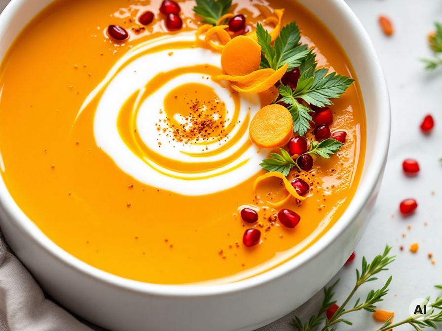 Vegane Karotten Kokos Suppe mit Ingwer Rezept