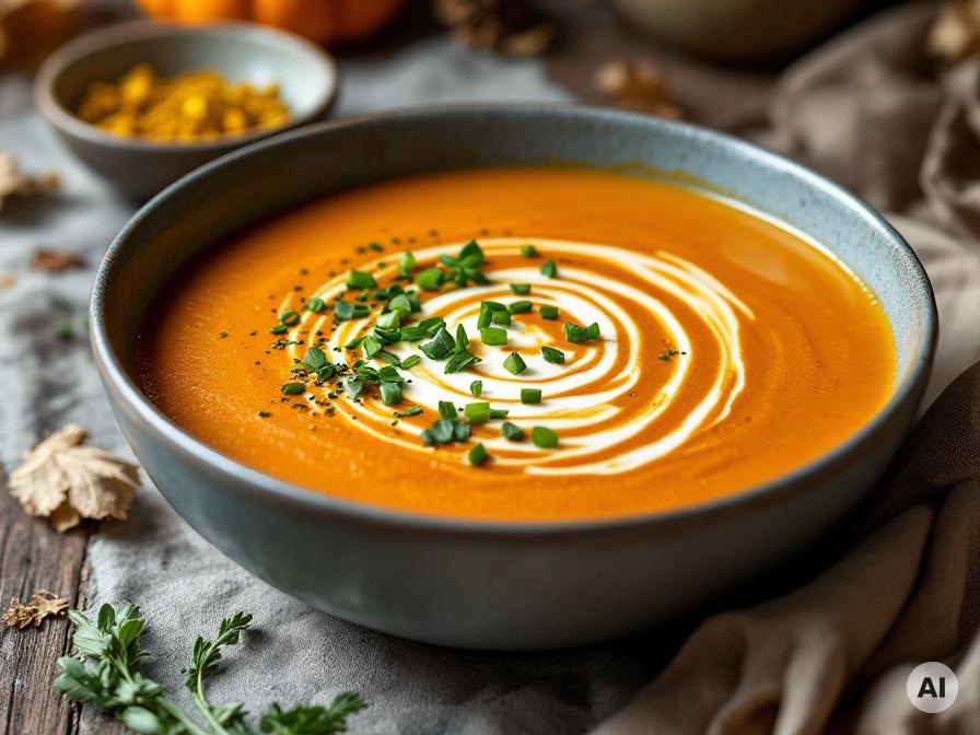 Vegane Süßkartoffel-Kürbissuppen Rezept