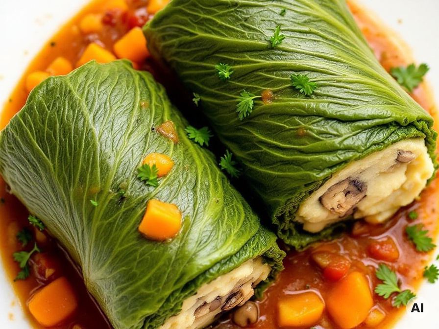 Vegane Wirsingroulade mit Gemüsefüllung Rezept