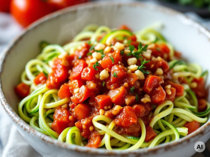 Vegane Zoodles mit Tomatenragout Rezept