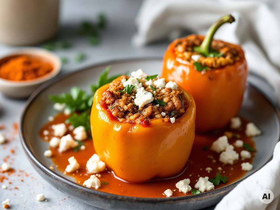 Vegetarische gefüllte Paprika mit Quinoa Rezept