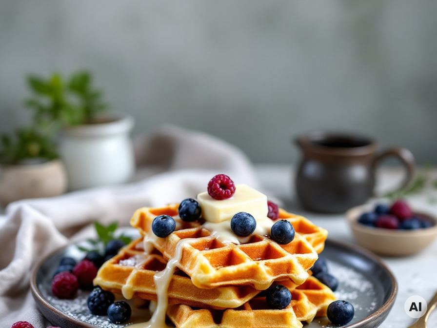 Waffeln mit Blaubeersahne – Rezept