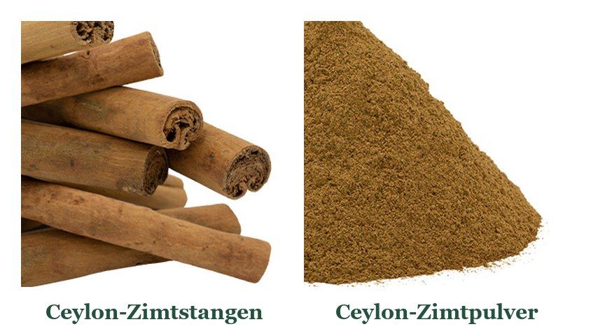 Ceylon-Zimtstangen und Ceylon-Zimtpulver